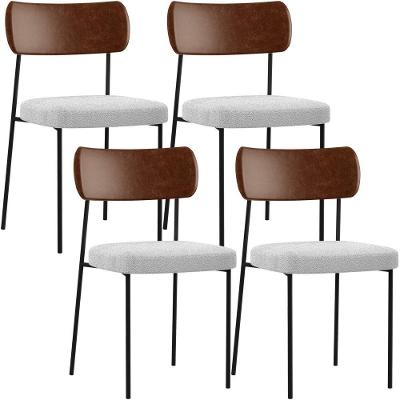 Kit 04 Cadeiras Para Sala De Jantar L02 Marrom Bouclê Cinza