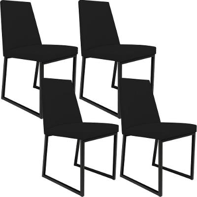Kit 04 Cadeiras Sala De Jantar L02 Corano Preto