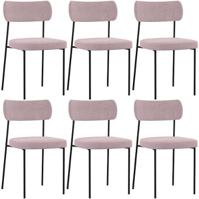 Kit 06 Cadeiras Para Sala De Jantar L02 Suede Rosê