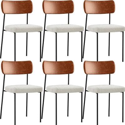 Kit 06 Cadeiras Sala De Jantar L02 Camel Bouclê Creme