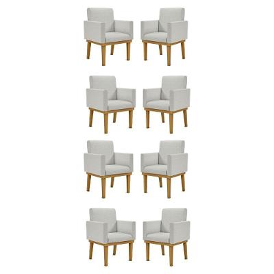 Kit 08 Cadeiras Decorativa Reforçada Oferta Balaqui Linho Cor:linho Cinza Claro