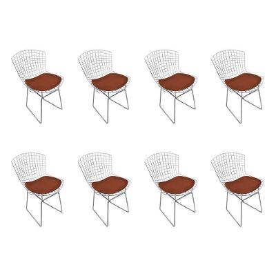 Kit 8 Cadeiras Bertoia Cromada Com Assento Sintético Marrom Cor Marrom