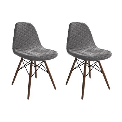 Kit 2 Cadeiras Jantar Eames Eiffel Estofadas Grafite Base Madeira - Cor: Marrom