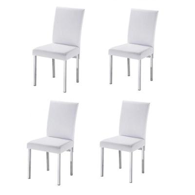 Kit 4 Cadeiras Para Sala De Jantar-Assento Sintético Branco