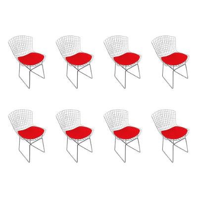 Kit 8 Cadeiras Bertoia Cromada Com Assento Sintético Vermelho Cor Vermelho