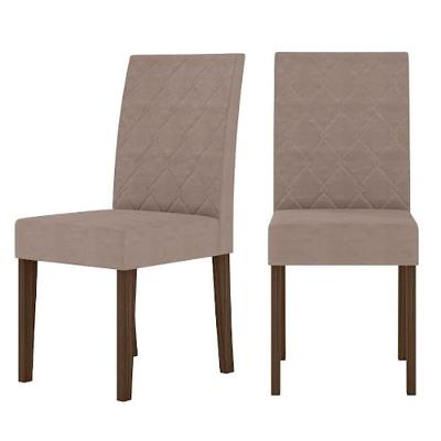 Kit 2 Cadeiras De Jantar Estofadas Jade Poliman Móveis Amêndoa/Cappuccino