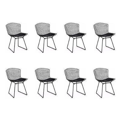 Kit 8 Cadeiras Bertoia Preta Com Assento Preto Cor Preto