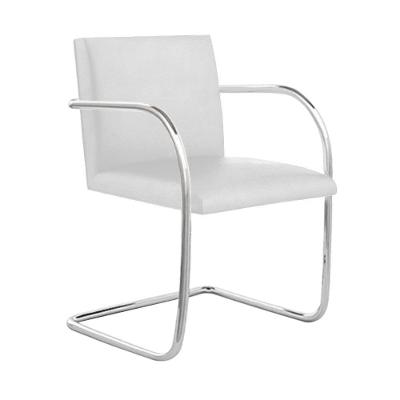 Cadeira Brno Couro Natural Branco Tubular Cromada Cor Branco