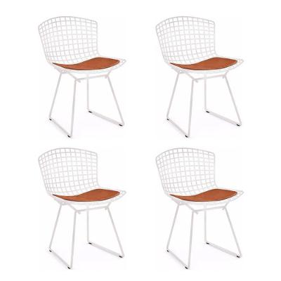 Kit 4 Cadeiras Bertoia Branca Com Assento Cobre Cor Marrom
