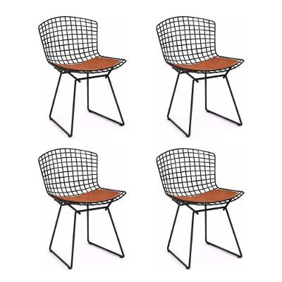 Kit 4 Cadeiras Bertoia Preta Com Assento Cobre Cor Marrom