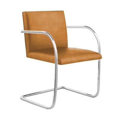 Cadeira Brno Couro Natural Caramelo Tubular Cromada Cor Bege
