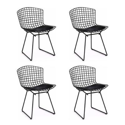Kit 4 Cadeiras Bertoia Preta Com Assento Preto Cor Preto