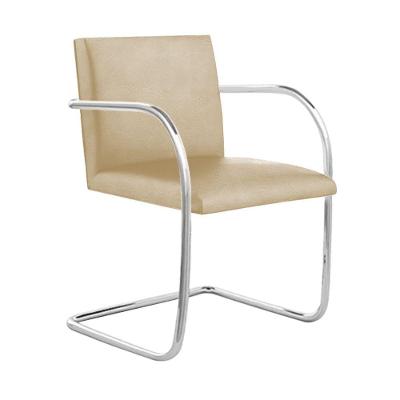 Cadeira Brno Couro Natural Bege Tubular Cromada Cor Bege