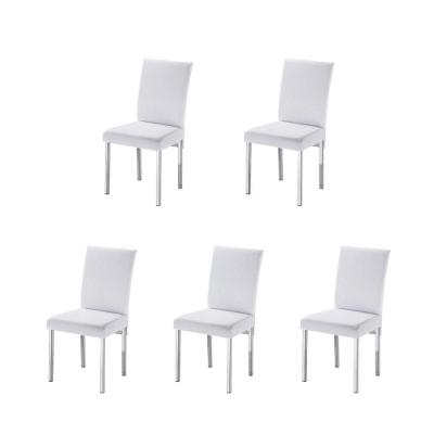 Kit 5 Cadeiras Para Sala De Jantar-Assento Sintético Branco