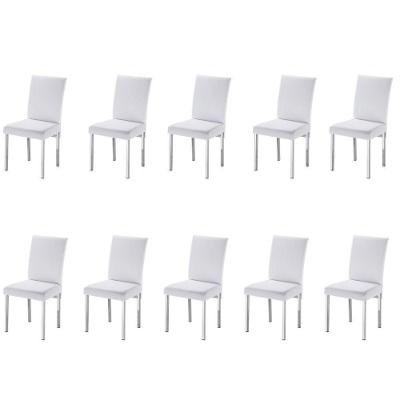 Kit 10 Cadeiras Para Sala De Jantar-Assento Sintético Branco