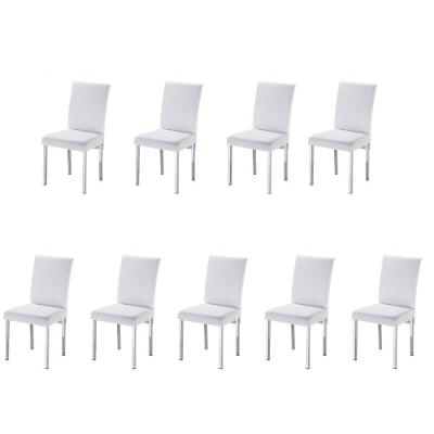 Kit 9 Cadeira Para Sala De Jantar-Assento Sintético Branco
