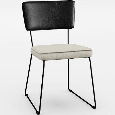 Cadeira Estofada Jantar Allana L02 Preto Linho Champagne
