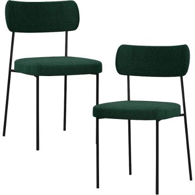 Kit 02 Cadeiras Estofadas De Jantar Melina L02 Bouclê Verde
