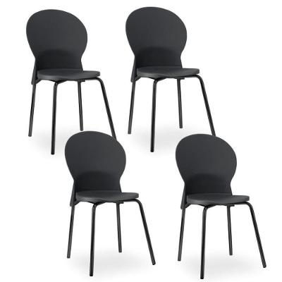 Kit 04 Cadeiras Fixa Base Preta Luna F02 Preto
