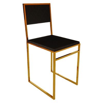 Cadeira De Jantar Assento Estofado Preto Base Cobre