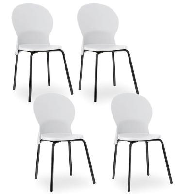 Kit 04 Cadeiras Fixa Base Preta Luna F02 Branco