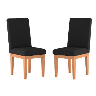 Kit 2 Cadeiras Estofadas Para Mesa De Jantar - Balaqui Decor Cor:preta