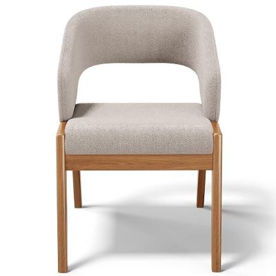 Cadeira De Jantar E Estar Living Estofada Lince L02 Bouclê Bege - Lyam Decor