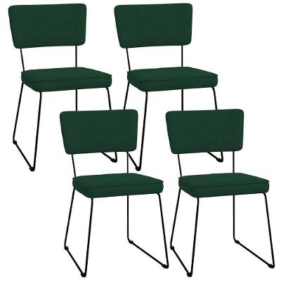 Kit 04 Cadeiras De Jantar Allana L02 Suede Verde Musgo
