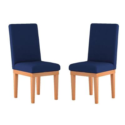 Kit 2 Cadeiras Estofadas Para Mesa De Jantar - Balaqui Decor Cor:azul Marinho