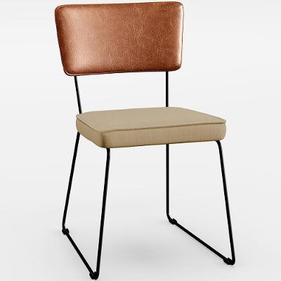 Cadeira Estofada Sala Jantar Camel Linho Bege Escuro