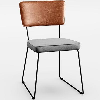 Cadeira Estofada Jantar Allana L02 Camel Linho Cinza