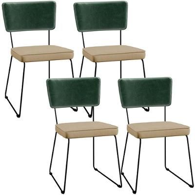 Kit 04 Cadeiras L02 Facto Verde Musgo Linho Bege Escuro