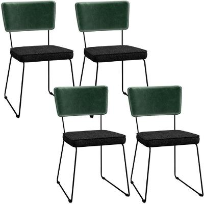 Kit 04 Cadeiras L02 Facto Verde Musgo Linho Chumbo