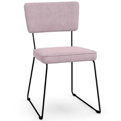 Cadeira Decorativa Estofada De Jantar Allana L02 Suede Rosê