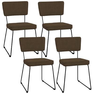 Kit 04 Cadeiras De Jantar Allana L02 Suede Marrom