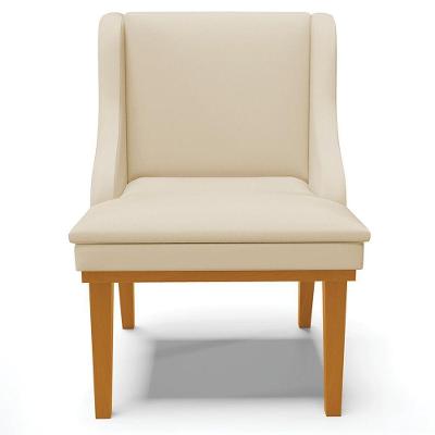 Kit 6 Cadeiras Decorativas Sala De Jantar Base Fixa De Madeira Firenze Pu Bege/castanho G19 - Gran Belo