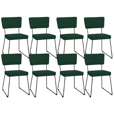 Kit 08 Cadeiras Allana L02 Suede Verde Musgo