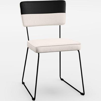 Cadeira Estofada Para Sala De Jantar Preto Linho Cru
