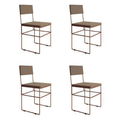Kit 4 Cadeiras De Jantar Estofadas Bege Base Cobre