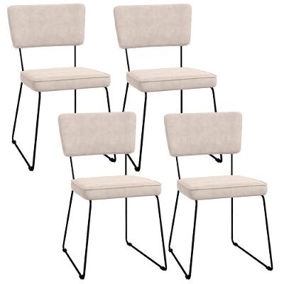 Kit 04 Cadeiras De Jantar Allana L02 Suede Bege