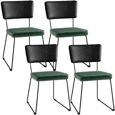 Kit 04 Cadeiras L02 Couríssimo Preto Facto Verde Musgo