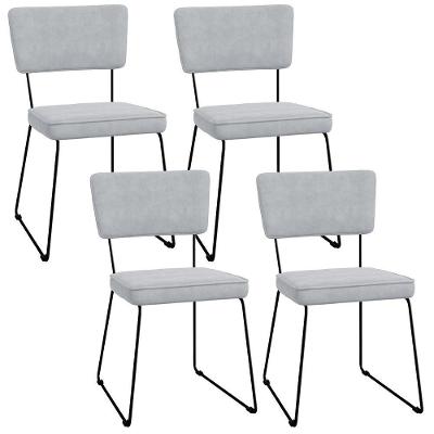 Kit 04 Cadeiras De Jantar Allana L02 Suede Cinza