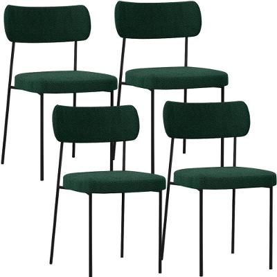 Kit 04 Cadeiras Estofadas De Jantar Melina L02 Bouclê Verde