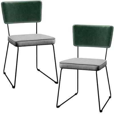 Kit 02 Cadeiras L02 Facto Verde Musgo Linho Cinza
