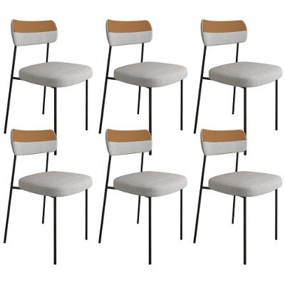 Kit 06 Cadeiras Estofadas Sala F01 Linho Cinza Caramelo