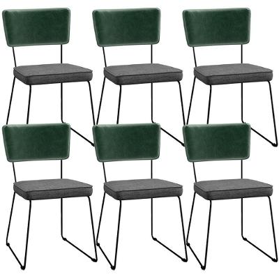 Kit 06 Cadeiras L02 Facto Verde Musgo Linho Cinza Escuro