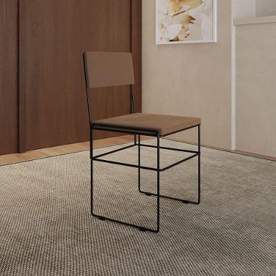 Cadeira De Jantar Industrial Estofada Marrom Aço Preto