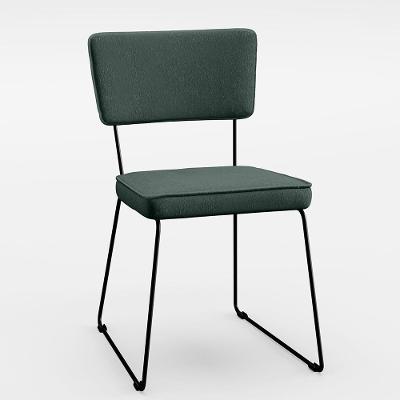 Cadeira Estofada Para Sala De Jantar Base Aço Verde Musgo
