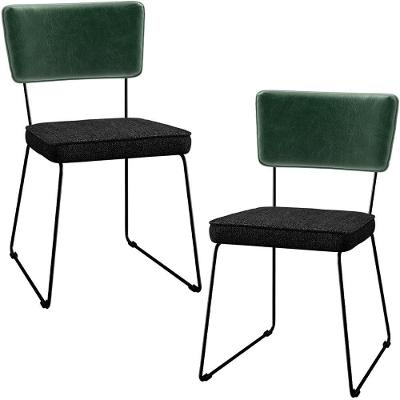 Kit 02 Cadeiras L02 Facto Verde Musgo Linho Chumbo