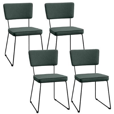 Kit 04 Cadeiras Estofada Para Sala Base Em Aço Verde Musgo